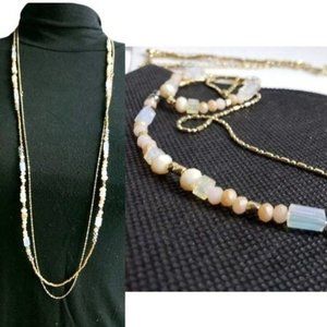 Chico's two row link multi beads accent gold tone Necklace
